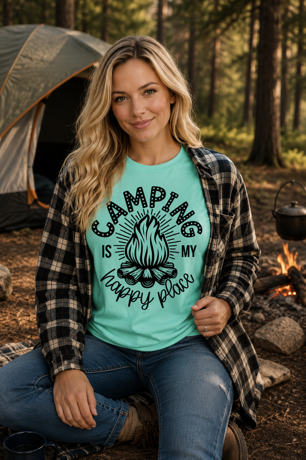 Camping Is My Happy Place Tee