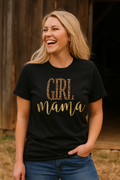 Girl Mama Leopard Black Tee
