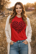 Leopard Heart Tee – Red