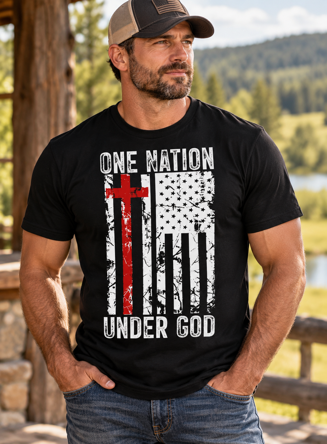 One Nation Under God — Black Tee