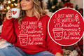 Christmas Movies & Hot Cocoa – Red Christmas Sweatshirt approved Christmas mockup with circular print detail