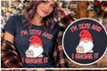 I'm Sexy and I Gnome It – Heather Navy Christmas Tee approved Christmas mockup with circular print detail