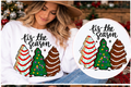 'Tis the Season – White Christmas Cookie Sweatshirt approved Christmas mockup with circular print detail